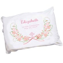 Personalized Childrens Pillowcase with Hc Blush Floral Garland design