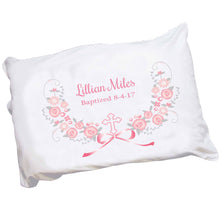 Girls Personalized pink gray cross religious Pillowcase
