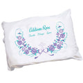 Personalized Childrens Pillowcase with Lavender Floral Garland Cross Design