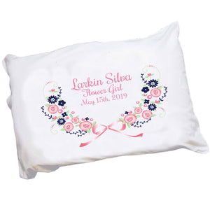 Personalized Lavender Floral Garland Natural Flip Stool