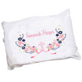 Personalized Girls Pink Navy Blue Flowers Cross Pillowcase