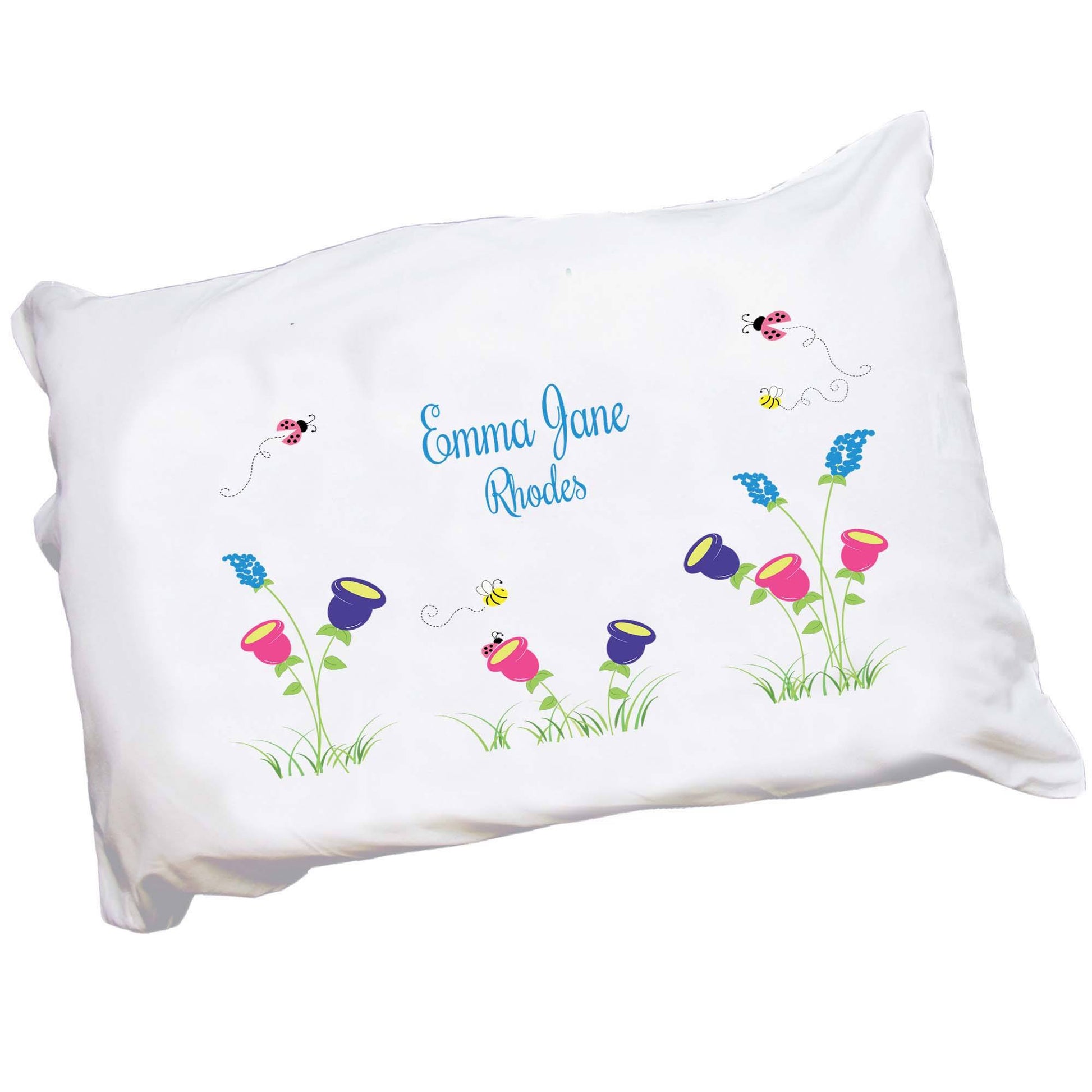 Personalized Childrens Pillowcase with English Garden design