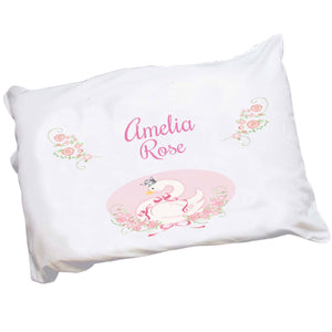 Personalized Childrens Pillowcase with Swan design