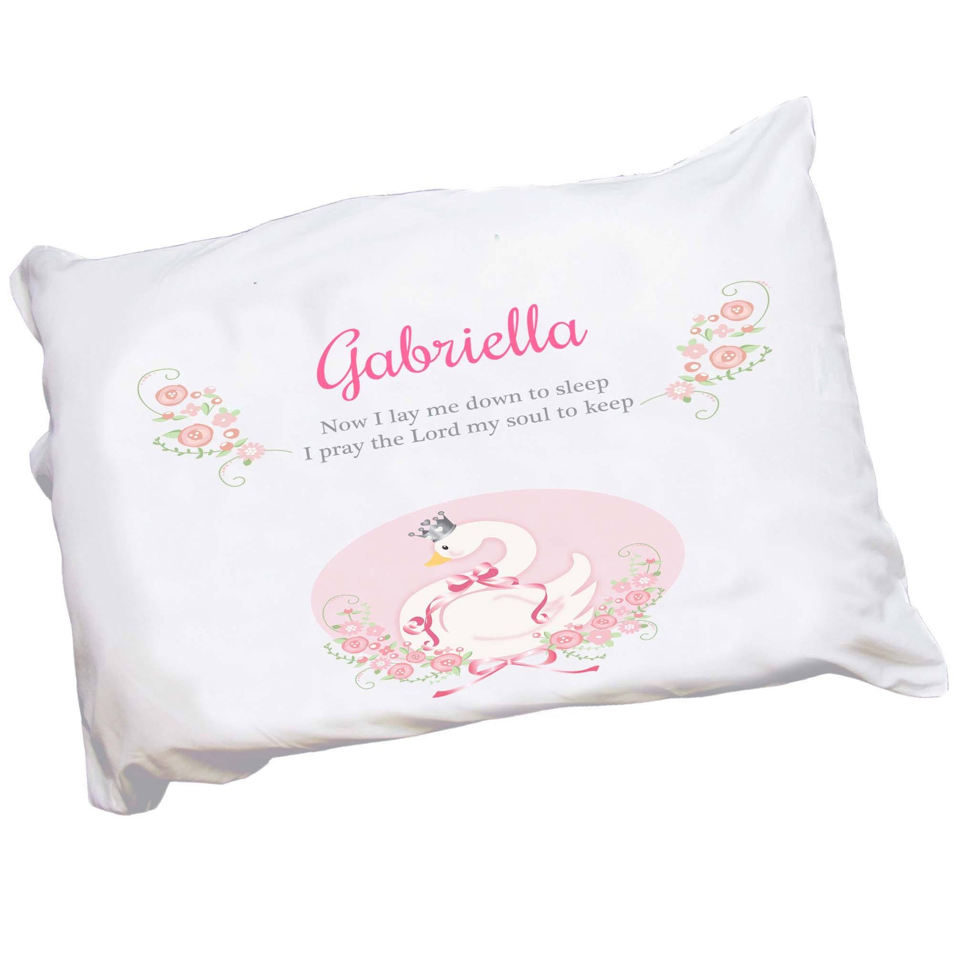 Personalized Childrens Pillowcase with Swan design