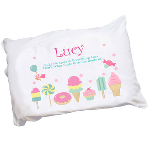 Personalized Childrens Pillowcase with Sweet Treats design