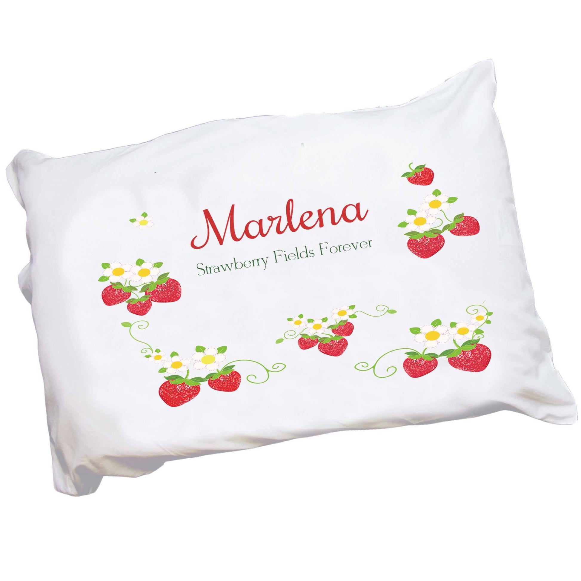 Personalized Childrens Pillowcase with Strawberries design