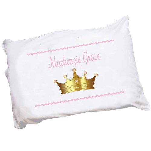 Girls Personalized Pink Princess Crown Pillowcase