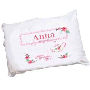 Personalized Childrens Pillowcase with Tea Party design