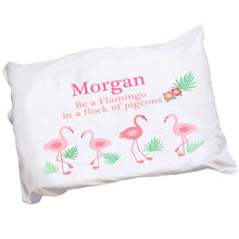Personalized Childrens Pillowcase with Palm Flamingo design
