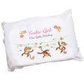Personalized Childrens Pillowcase with Monkey Girl design