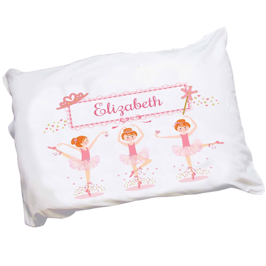Personalized Childrens Pillowcase with Ballerina Red Hair design