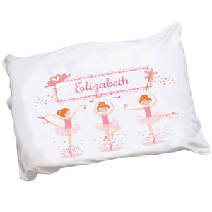 Personalized Childrens Pillowcase with Ballerina Red Hair design