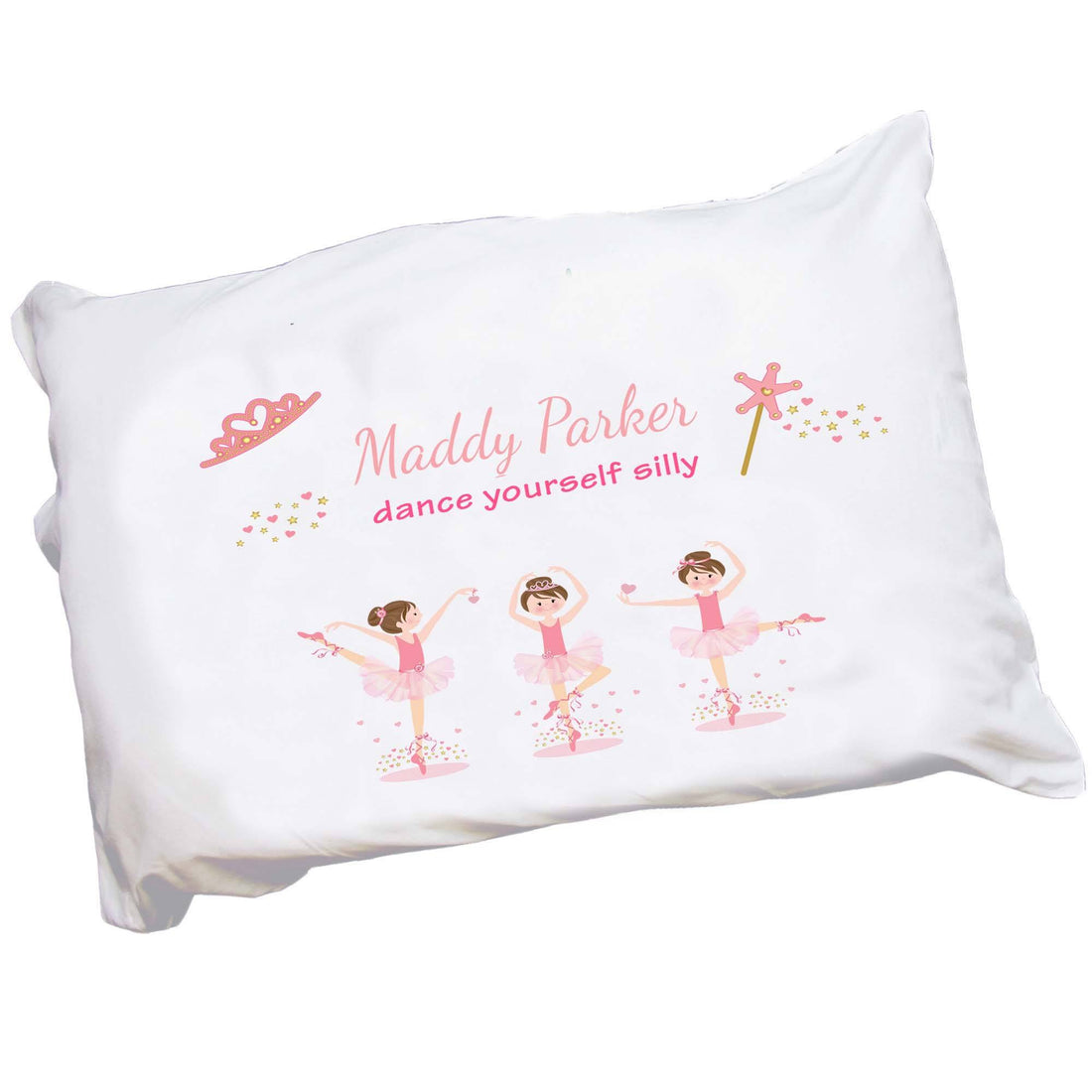 Personalized Childrens Pillowcase with Ballerina Brunette design