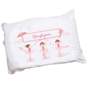 Personalized Childrens Pillowcase with Ballerina Brunette design