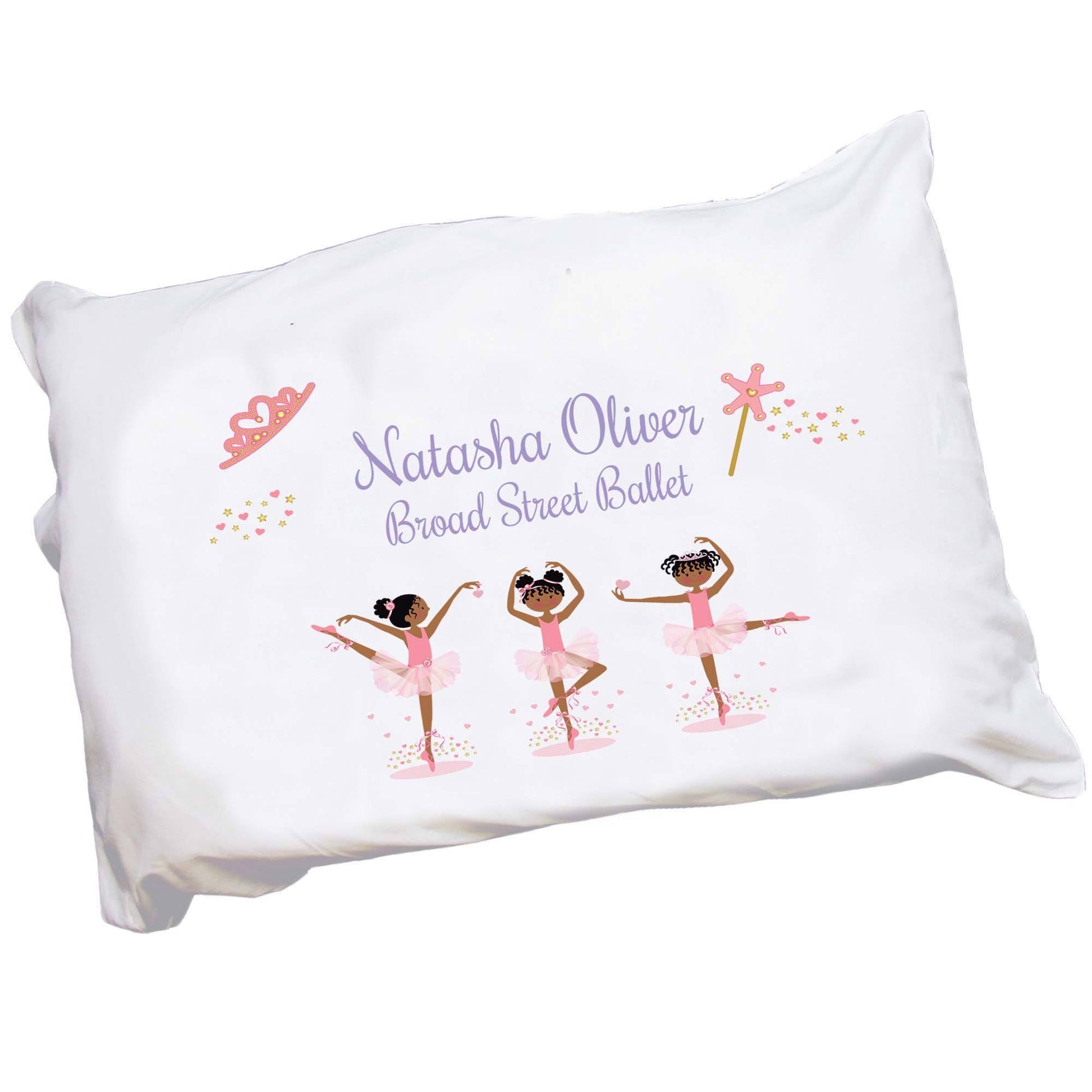 Personalized Childrens Pillowcase with Ballerina African American design