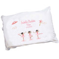 Personalized Childrens Pillowcase with Ballerina Black Hair design