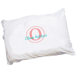 Personalized Childrens Pillowcase with Coral Circle design