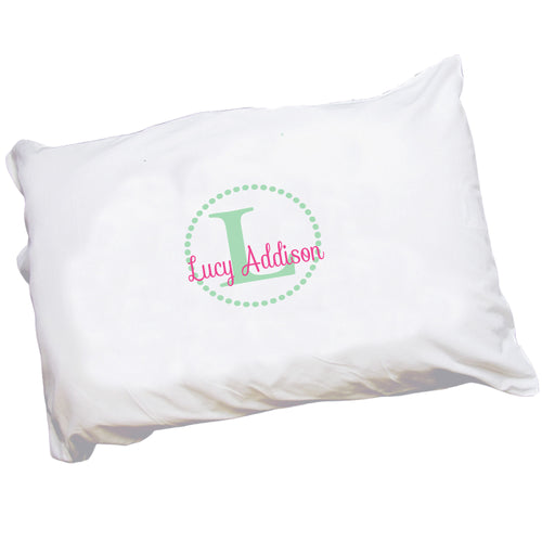 Personalized Childrens Pillowcase with Mint Circle design