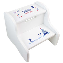 Personalized Sailboat White Step Stool