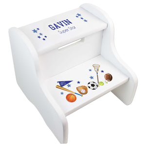 Personalized Sports White Step Stool
