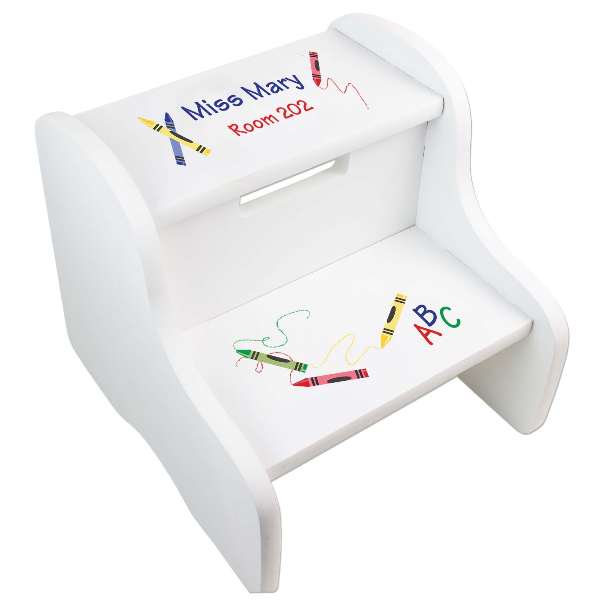 Personalized Crayon White Two Step Stool