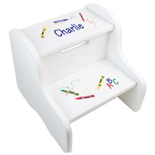 Personalized Crayon White Two Step Stool