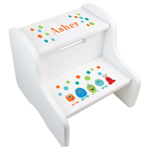 Personalized Monster White Step Stool