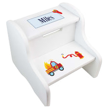 Personalized Boys Fire Truck White Step Stool