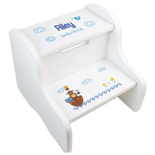 Personalized Blue Puppy White Two Step Stool