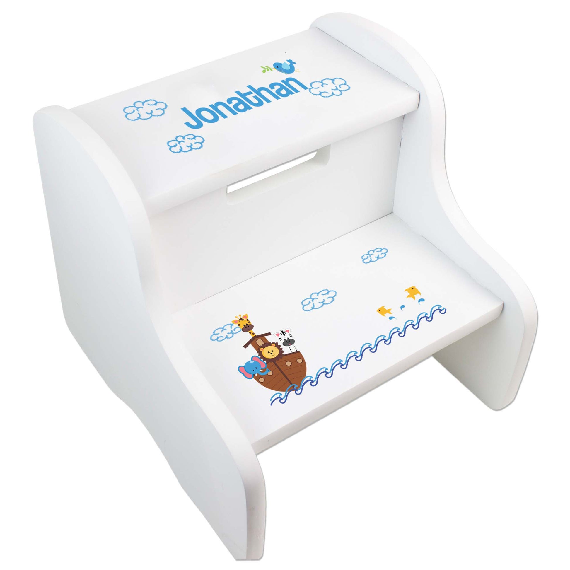 Personalized Noahs Ark White Two Step Stool