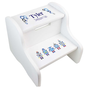 Personalized Robot White Step Stool