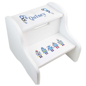 Personalized Robot White Step Stool