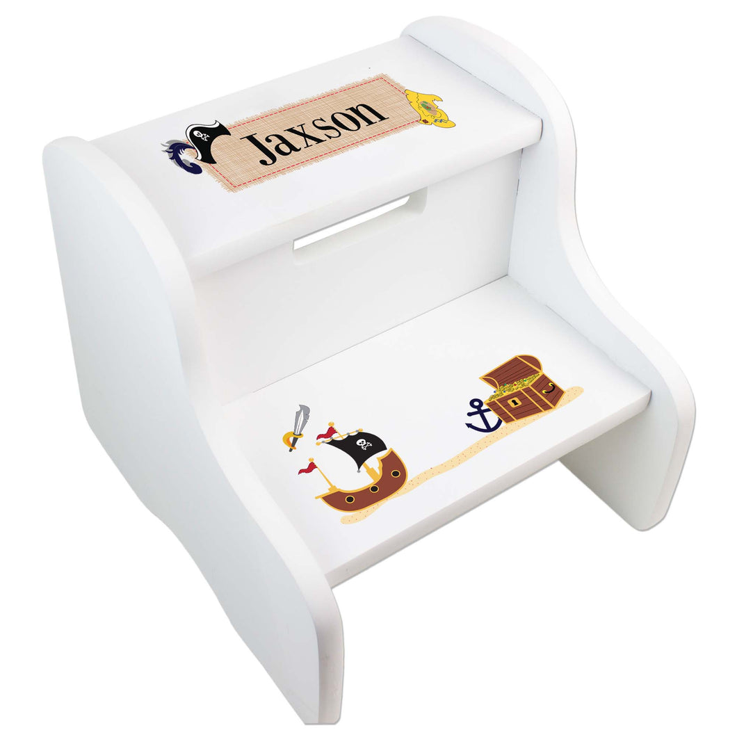 Personalized Pirate White Step Stool