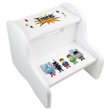 Personalized Boys Super Hero White Two Step Stool