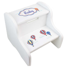 Personalized Hot Air Balloon Primary White Two Step Stool