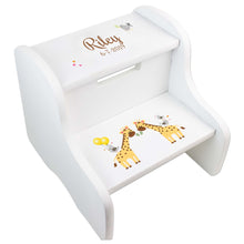 Personalized Blue Cat White Two Step Stool
