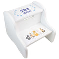 Personalized Blue Cat White Two Step Stool