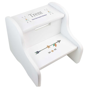 Personalized Arrows Gold And Grey White Two Step Stool