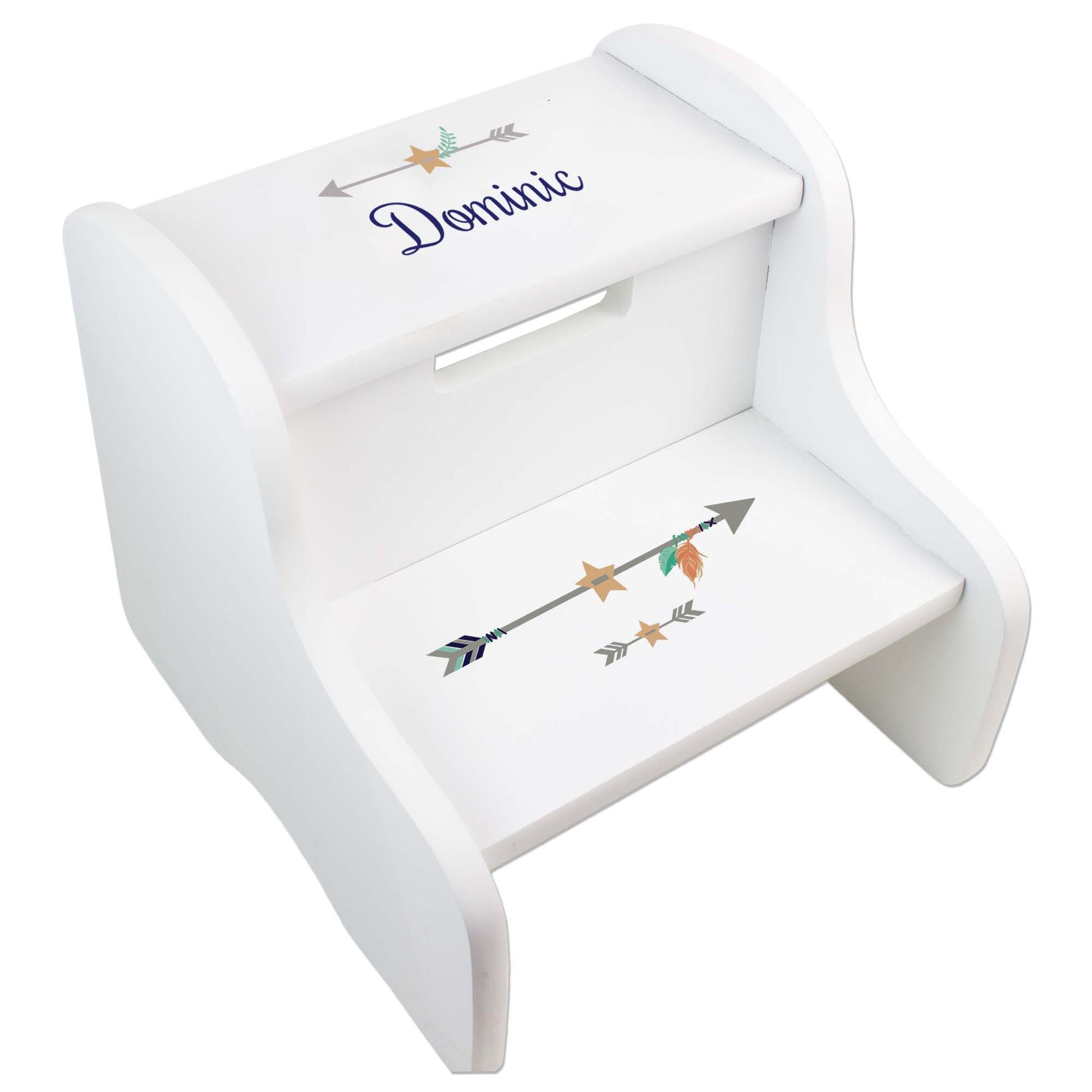 Personalized Tribal Arrows Boy White Two Step Stool