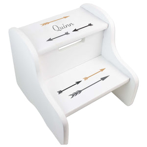 Personalized Arrows Gold And Grey White Two Step Stool