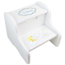 Personalized White Step Stool With Moon And Stars Design