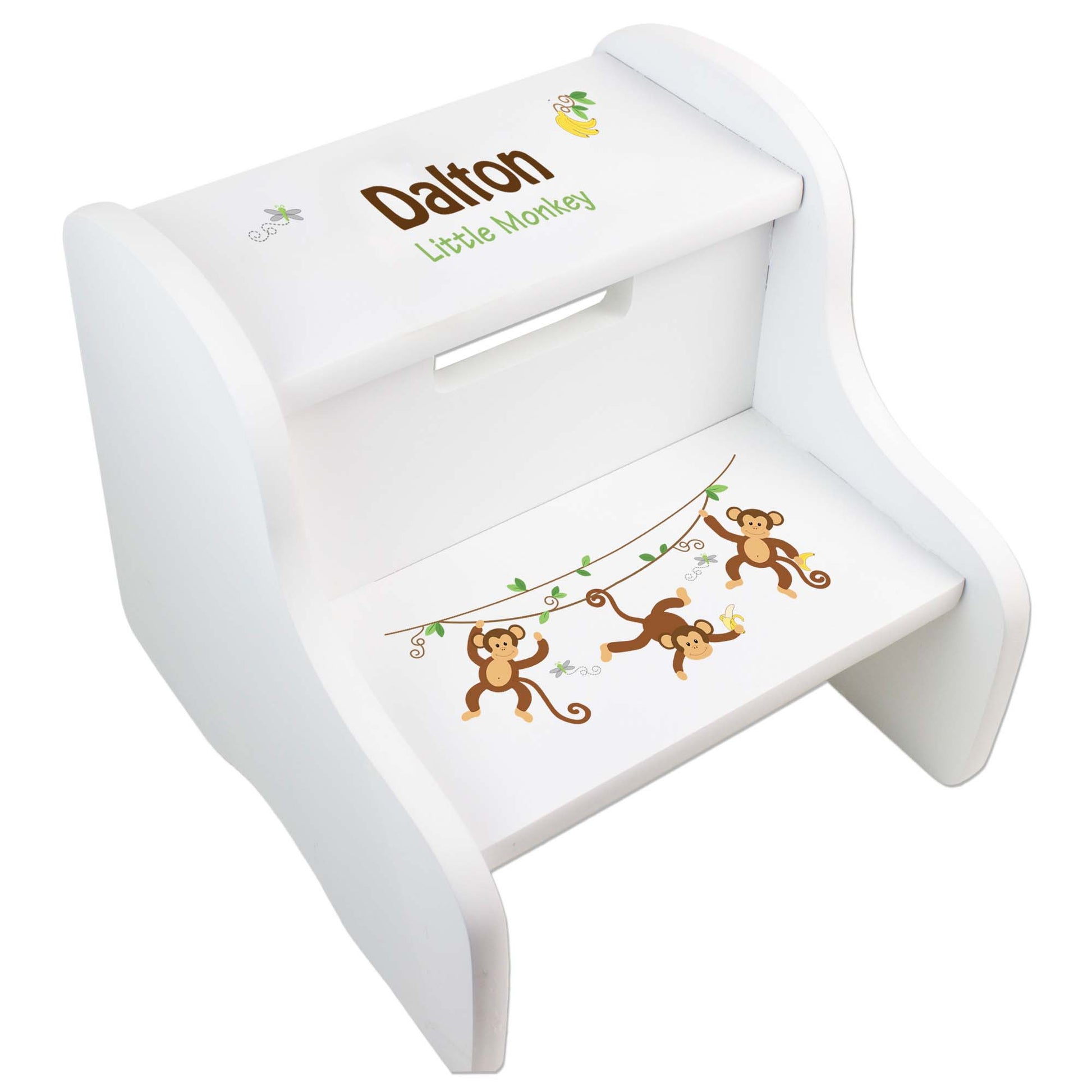 Personalized Monkey Boy White Two Step Stool