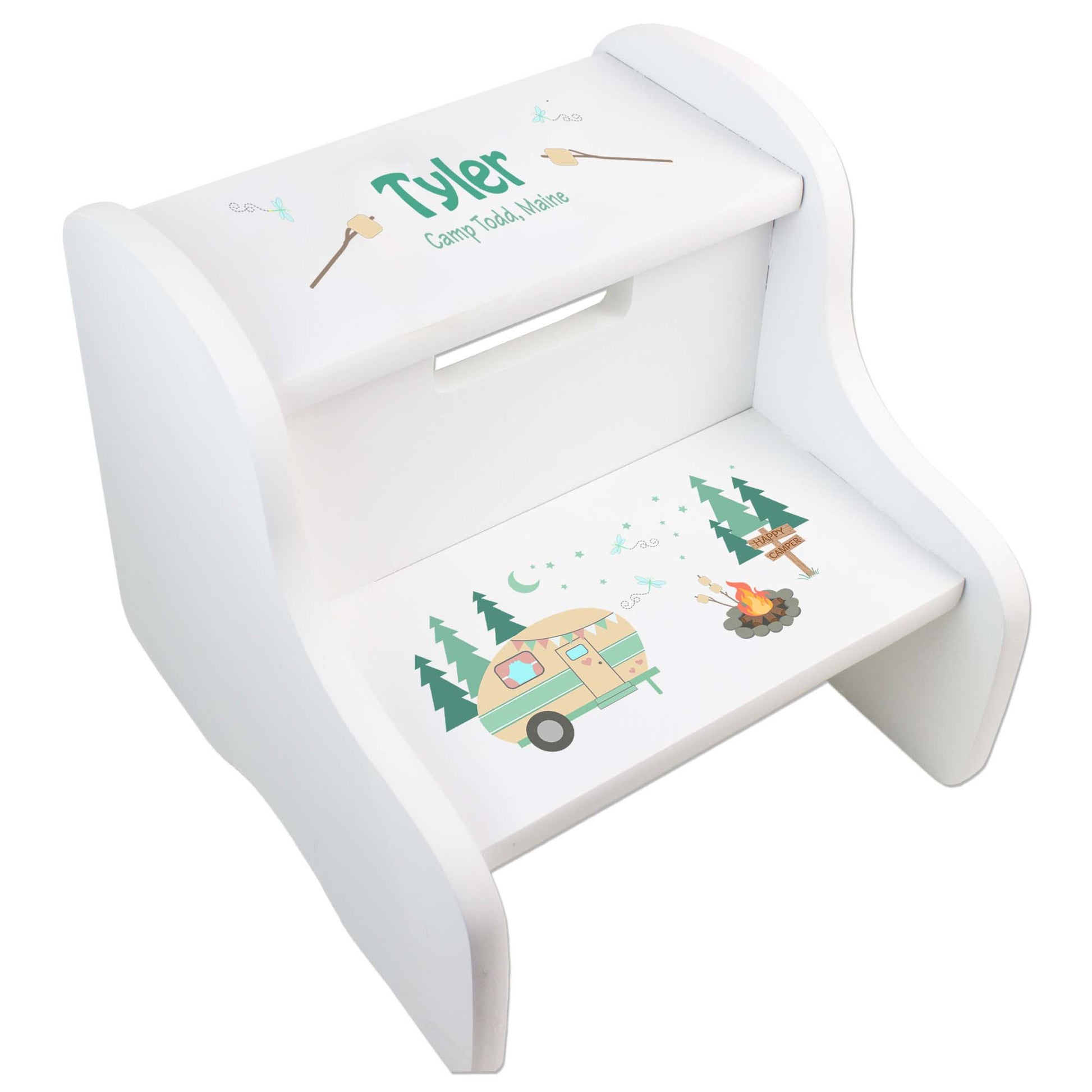 Personalized Camp Smores White Two Step Stool