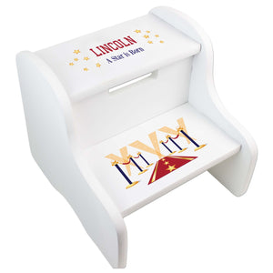 Personalized World Travel Pink White Two Step Stool