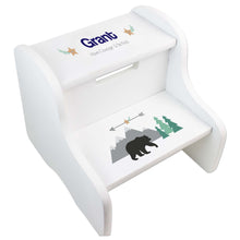 Personalized Mountain Bear White Two Step Stool