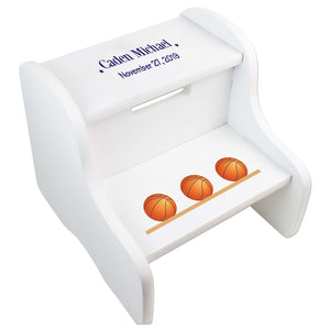 Personalized Footballs White Two Step Stool