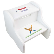 Personalized Baseball White Two Step Stool