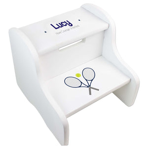 Personalized Tennis White Two Step Stool