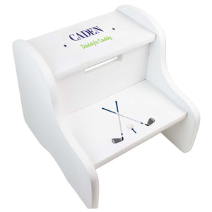 Personalized Golf White Two Step Stool