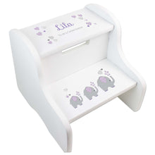 Personalized Lavender Elephant White Two Step Stool